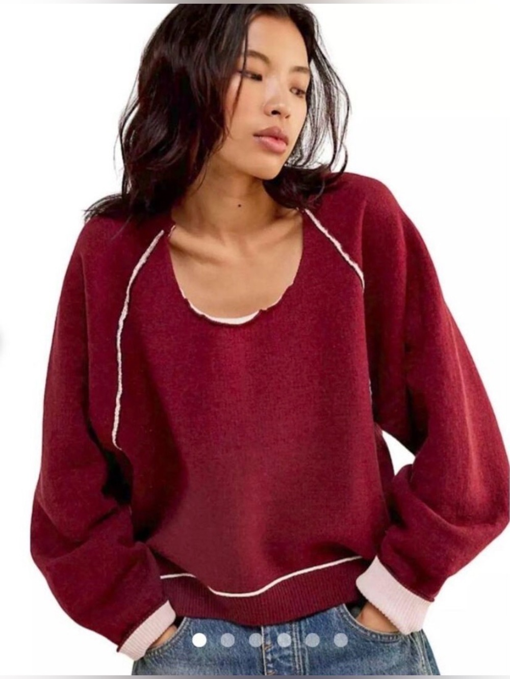 FREE PEOPLE WE THE FREE MIDNIGHT PULLOVER/OFF SHOULDER SWEATSHIRT